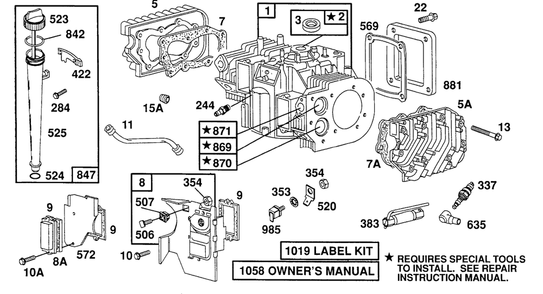 Cylinder,cylinder Heads Diagram and Parts List for 402777-1273-XX  Briggs and Stratton Engine
